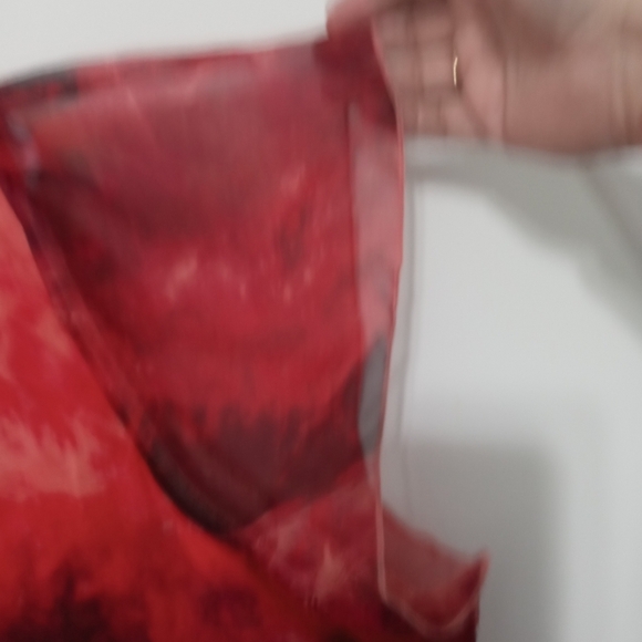 One world ombre orange Uneven hem short flutter sleeve blouse w Stud accents XL - Picture 5 of 8